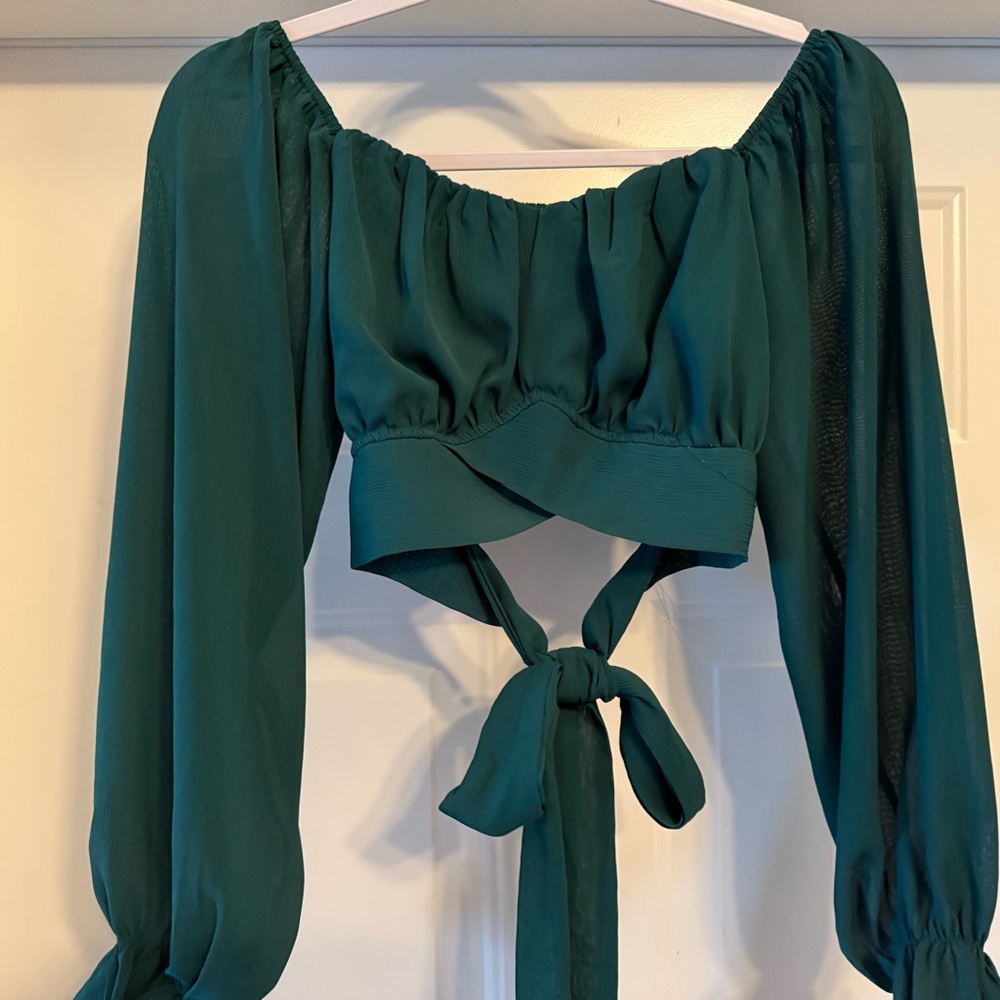 Amazon Teal Off-Shoulder Blouse
